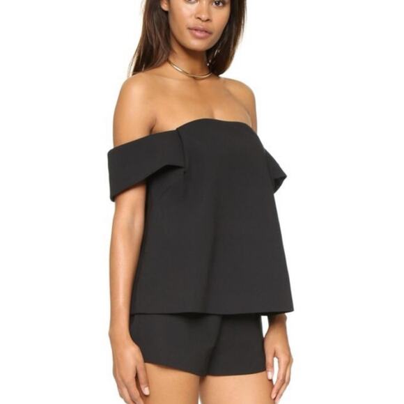 C/Meo Collective Palisades Black Off Shoulder Overlay Romper S - Picture 4 of 9